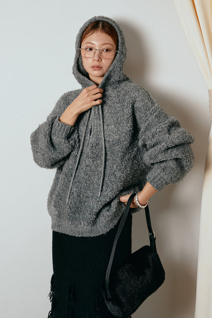 [SET]ブークレキーネックプルオーバー+ポイントフリンジニットナロースカート(2set)