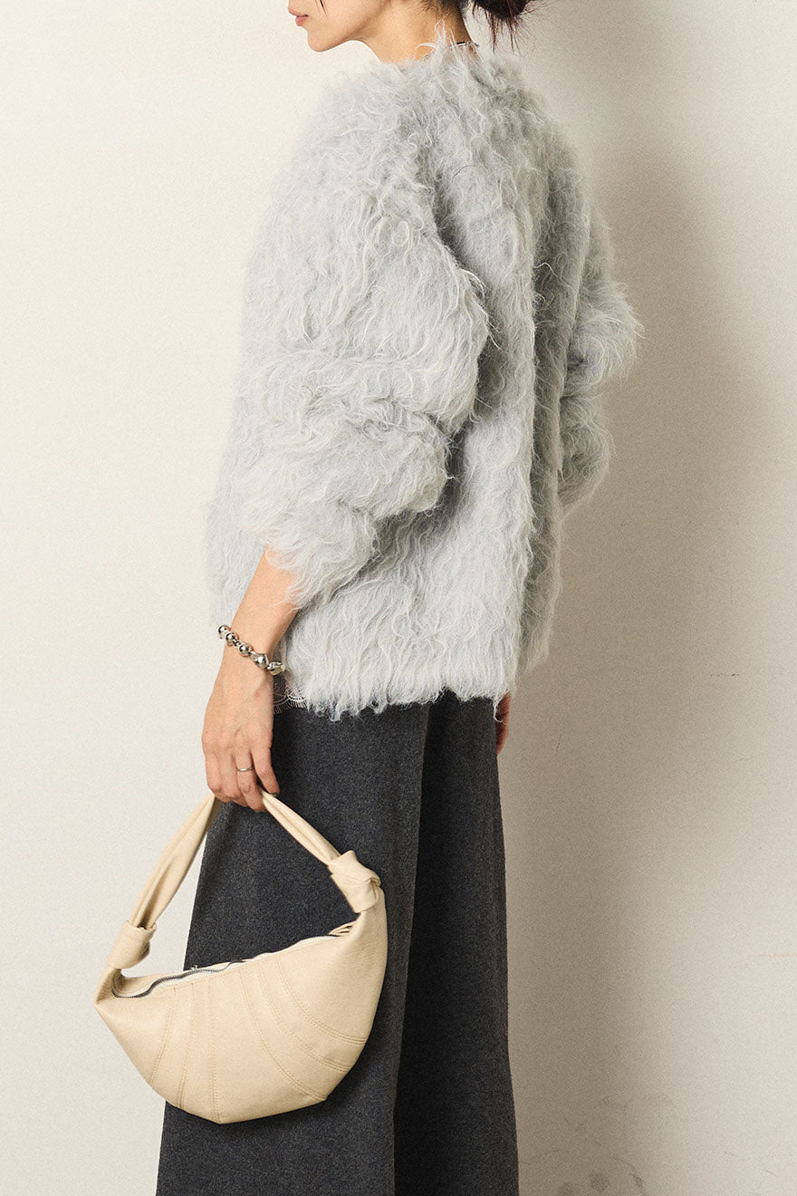 [SET]起毛シャギーニットカーディガン+レース切り替えキャミソール(2set)