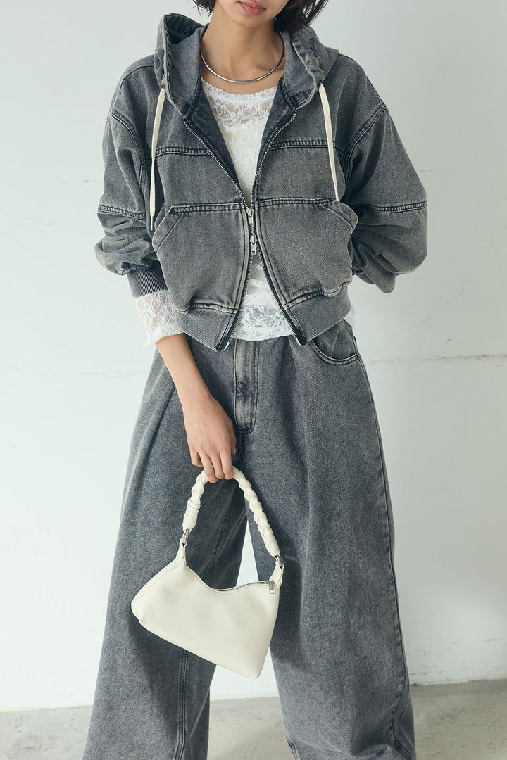 【着回しセット】[SET]デニムダブルジップパーカーブルゾン+デニムタックカーブパンツ+デニムダブルジップパーカーブルゾン(3set)