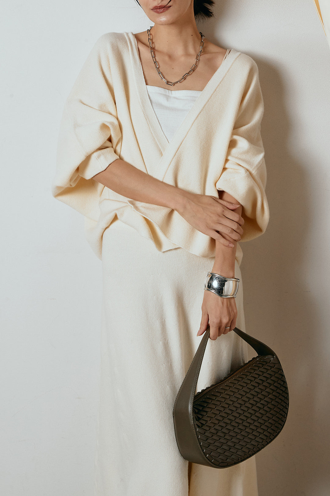 [SET]カシュクールニットカーディガン+ニットロングスカート(2set)