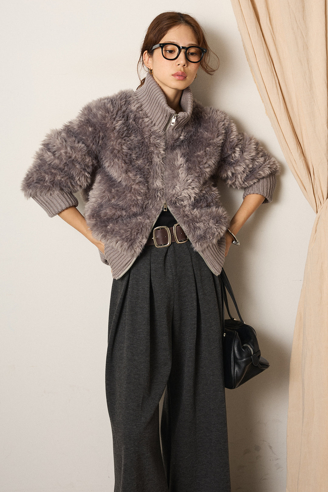 ハイネックボアブルゾン