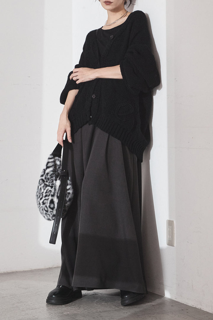 [SET]コード刺繍リラックスニットカーディガン+フレアリラックスキャミワンピース(2set)