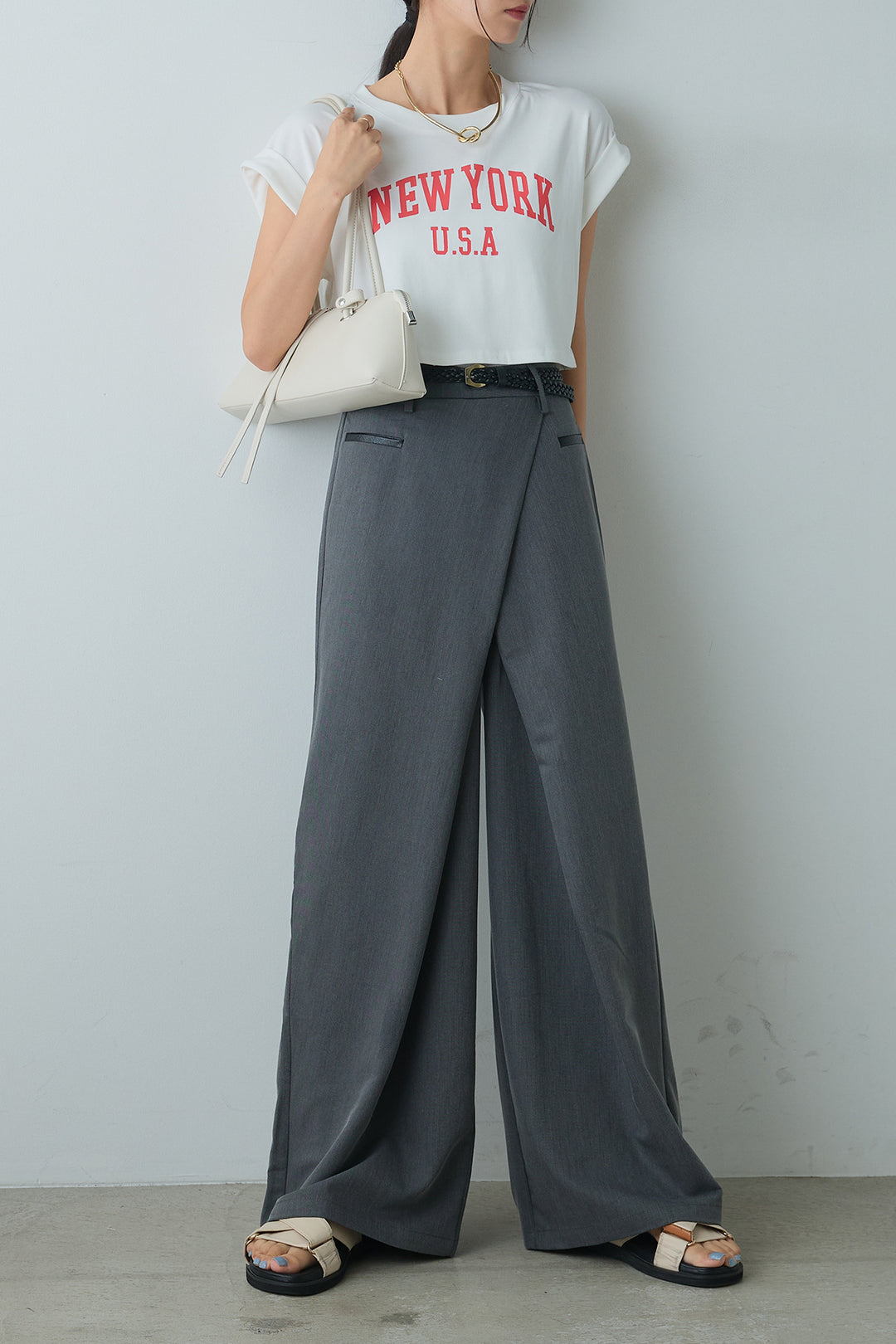 [着回しセット]ショート丈NEWYORKロゴTシャツ+ショート丈NEWYORKロゴTシャツ(2set)