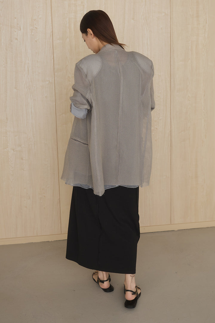 [SET]メッシュテーラードワイドジャケット+ノースリロングワンピース(2set)