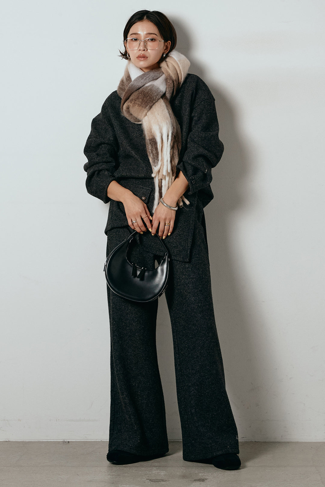 [SET]チェックマフラー付きニットSETUP