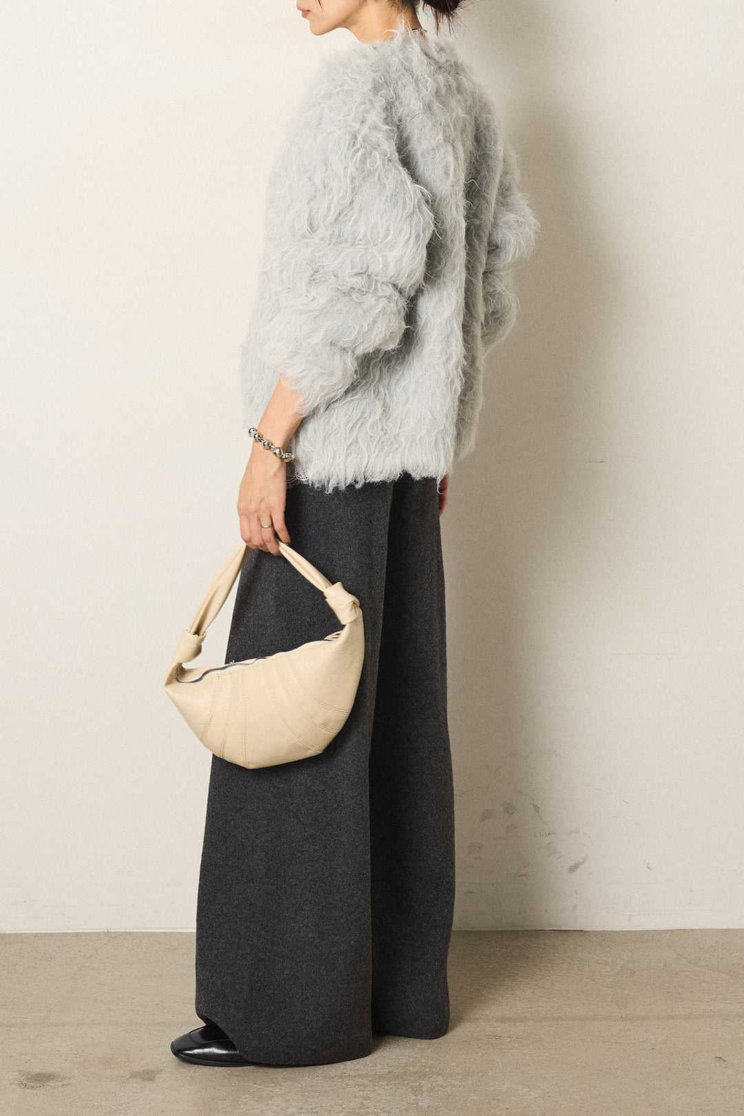 [SET]起毛シャギーニットカーディガン+センターラインニットパンツ(2set)