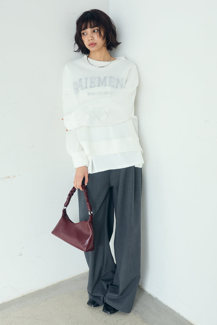 [SET]クリアダンボールプルオーバー+斜めボタンタック入りスラックス+フロントロゴビッグプルオーバー(3set)