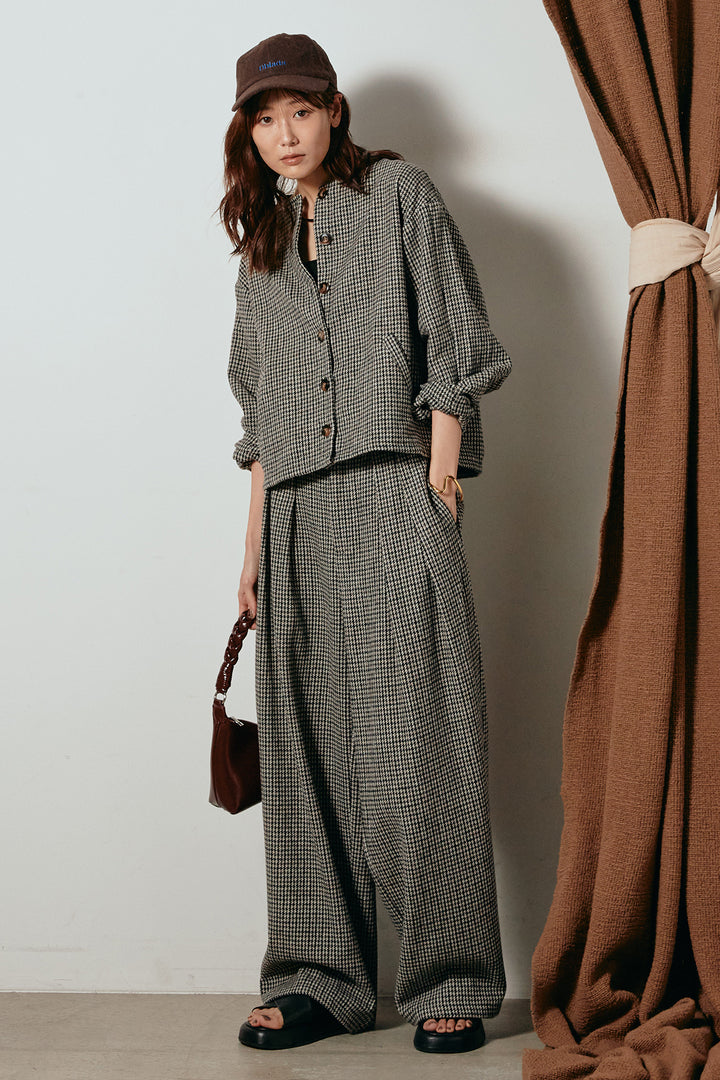 [SET]ノーカラーガンクラブチェックジャケット+ガンクラブチェックタックパンツ(2set)