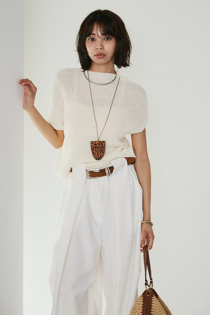[SET]フレンチリブニットプルオーバー+ベルトループワイドパンツ(2set)