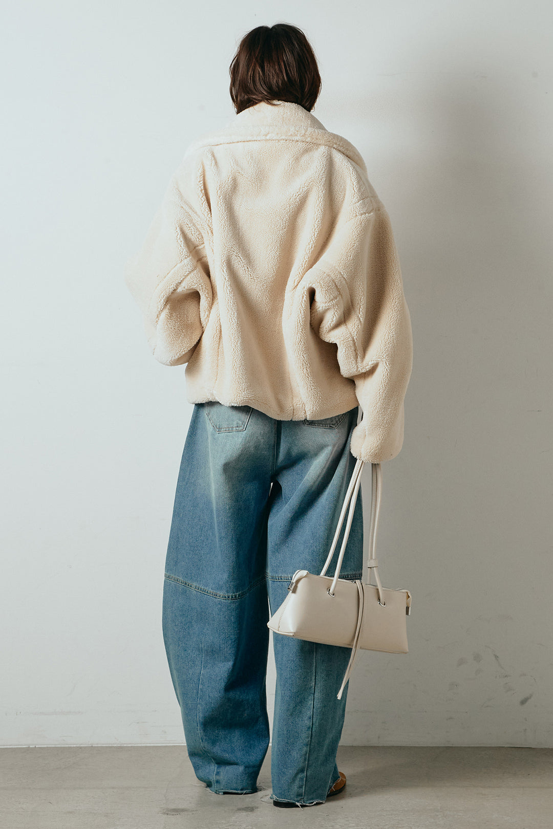 【2月中旬発送】
[SET]テディボアショートジャケット+加工デニムタックコクーンワイドパンツ(2set)