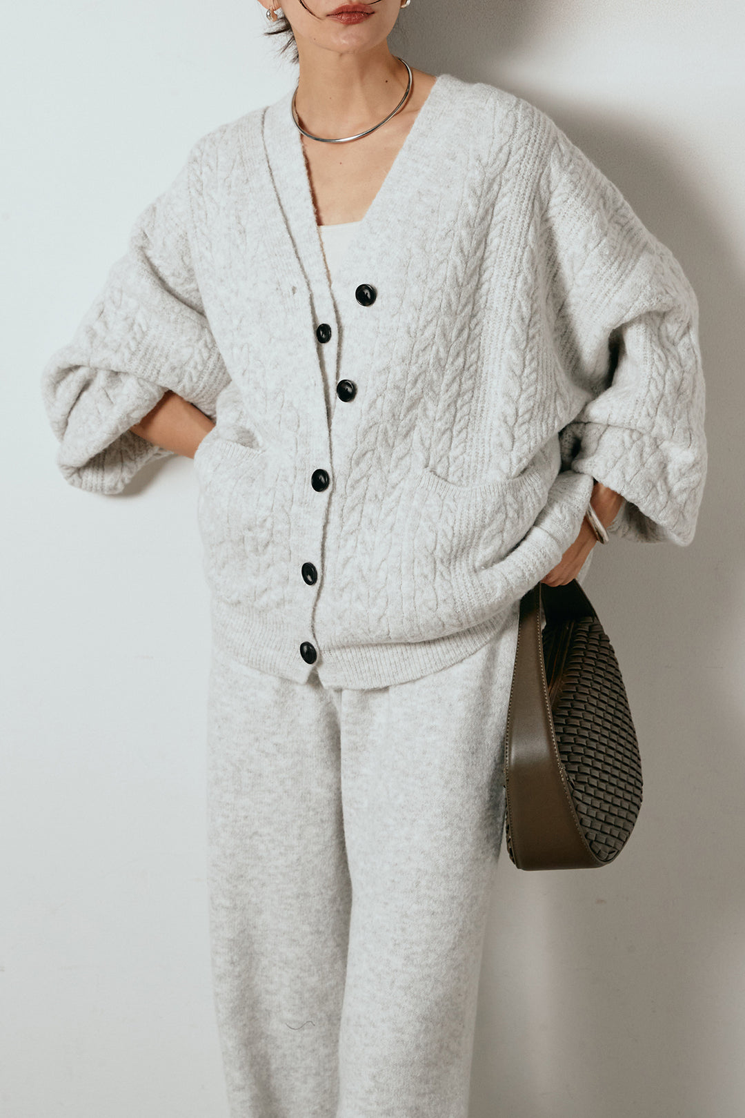 [SET]3ピースフロントボタンニットSETUP