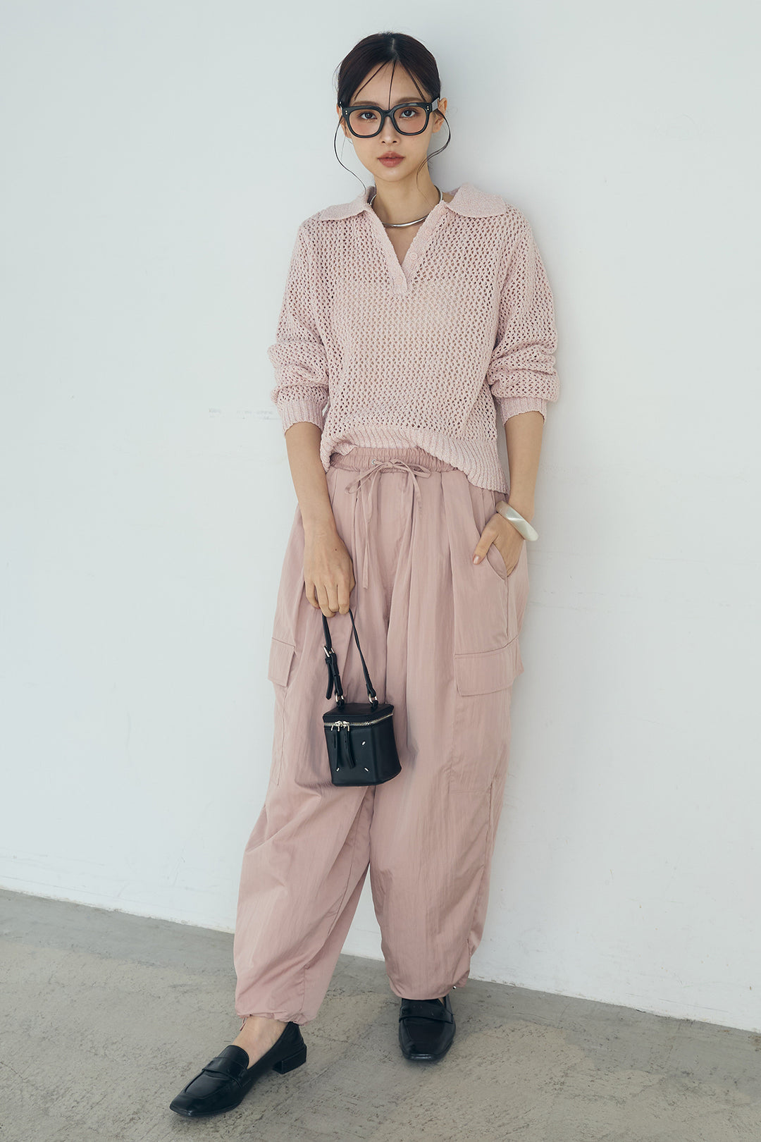 [SET]ミックスメッシュポロニット+撥水ジョガーパンツ(2set)