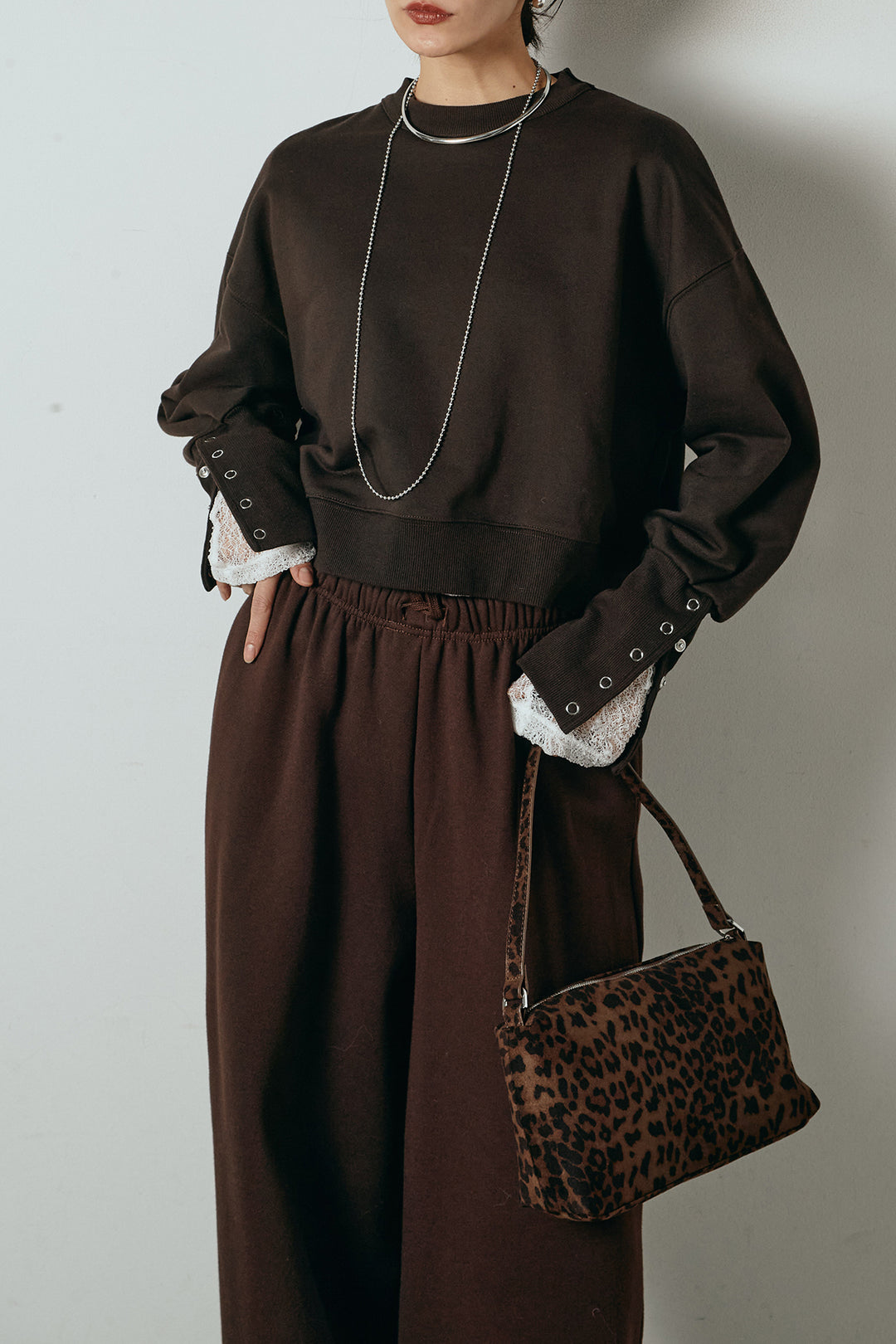 [SET]裏毛バックオープンプルオーバー+裏起毛スウェットワイドパンツ(2set)