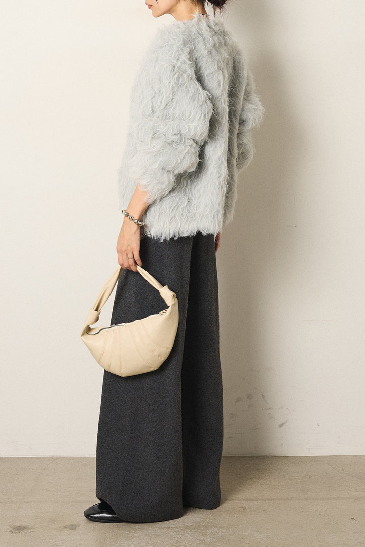 [SET]起毛シャギーニットカーディガン+センターラインニットパンツ+レース切り替えキャミソール(3set)