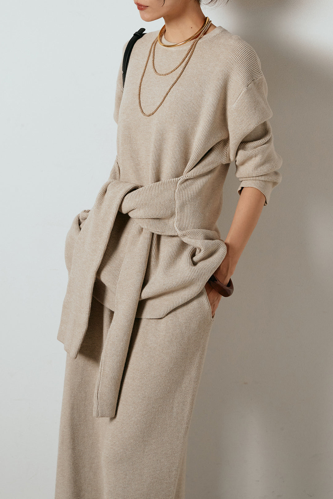 [SET]ウエスト巻きワッフルニットSETUP