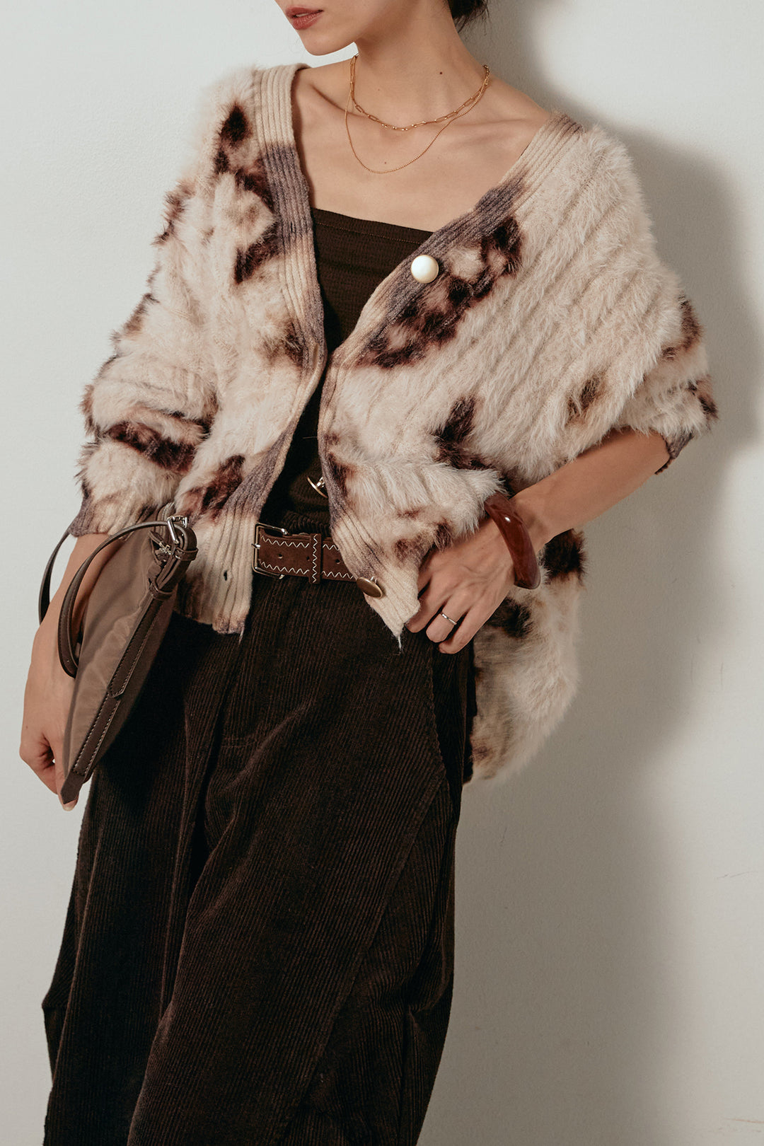 【即納】タイダイ柄シャギーニットカーディガン