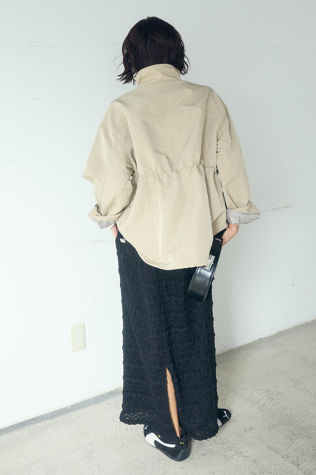 [SET]ナイロンツイルフィールドジャケット+ジャガードカットソータイトスカート(2set)