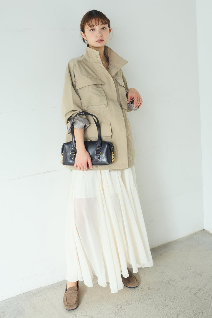 [SET]ナイロンツイルフィールドジャケット+シアーフリルキャミワンピース(2set)