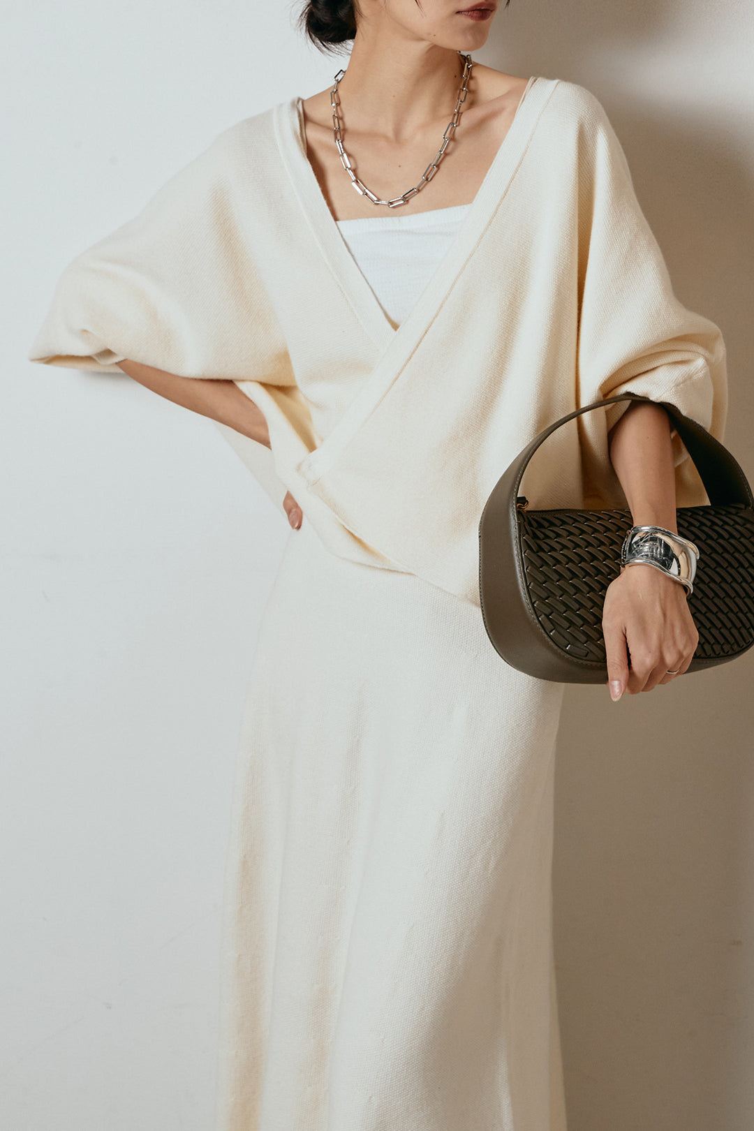 [SET]カシュクールニットカーディガン+ニットロングスカート(2set)