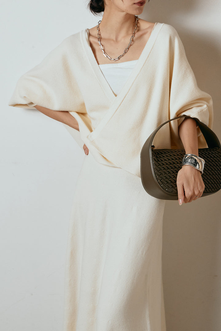 [SET]カシュクールニットカーディガン+ニットロングスカート(2set)