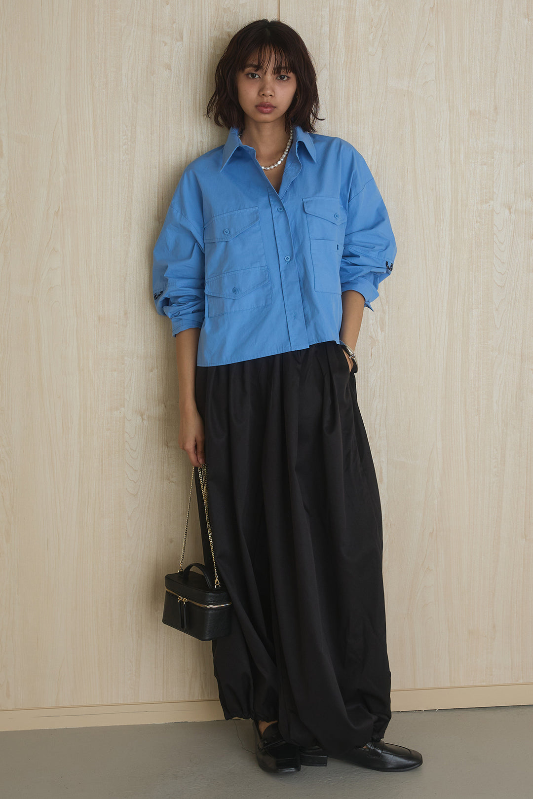 [SET]ビッグポケットシャツ+裾絞りワイドパンツ(2set)
