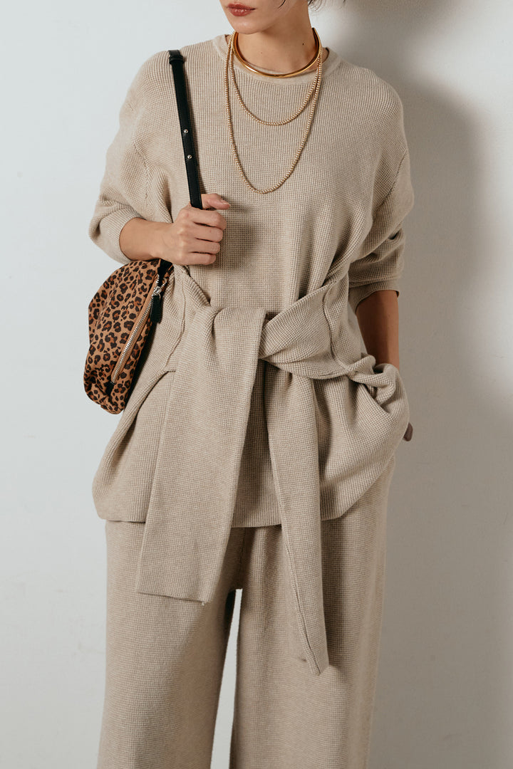 [SET]ウエスト巻きワッフルニットSETUP