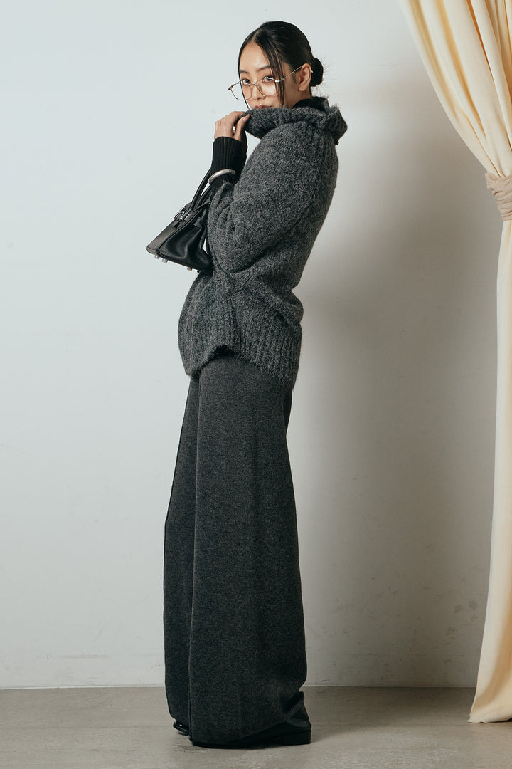 [SET]起毛ミディアムスリーブニットトップス+センターラインニットパンツ(2set)