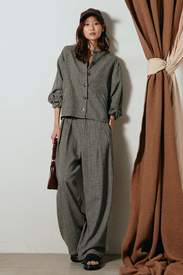 [SET]ノーカラーガンクラブチェックジャケット+ガンクラブチェックタックパンツ(2set)