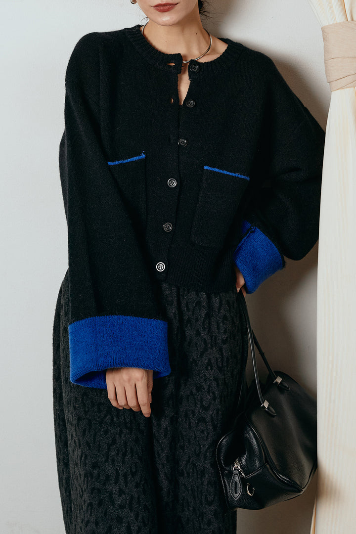 [SET]アルパカタッチダブルフェイスカーディガン+レオパードジャガードニットパンツ(2set)