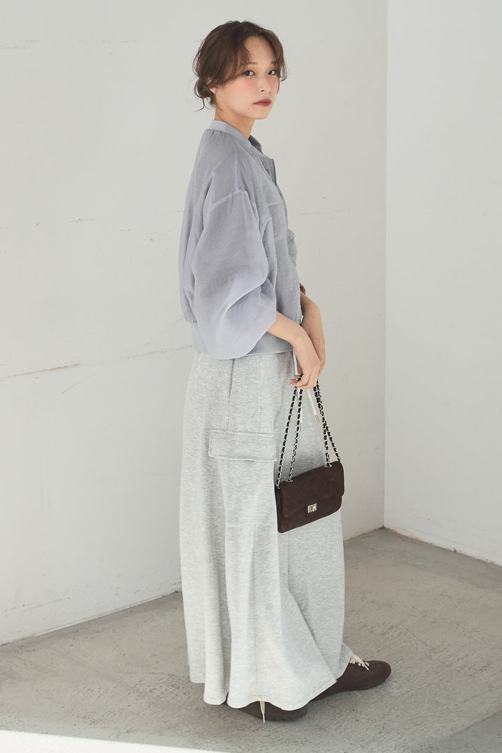 [SET]シアー×ポンチブルゾン+リラックススウェットスカート(2set)