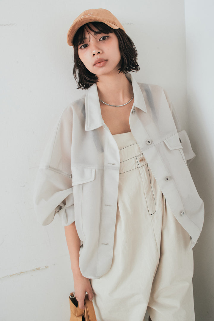 [SET]シアーダンボールサイドドロストジャケット+綿ツイルアシメサロペット(2set)