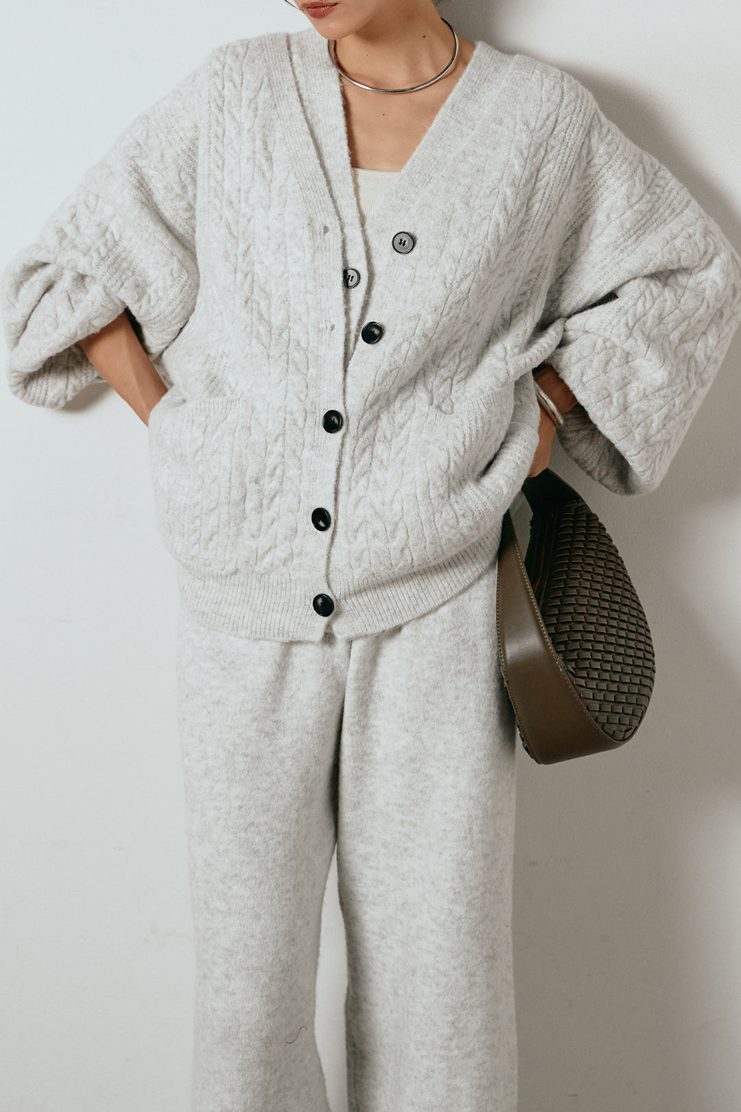 [SET]3ピースフロントボタンニットSETUP