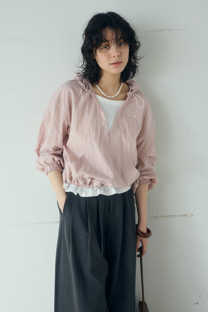[SET]レイヤードデザインフーディートップス+サイド調整ベルトタックパンツ(2set)