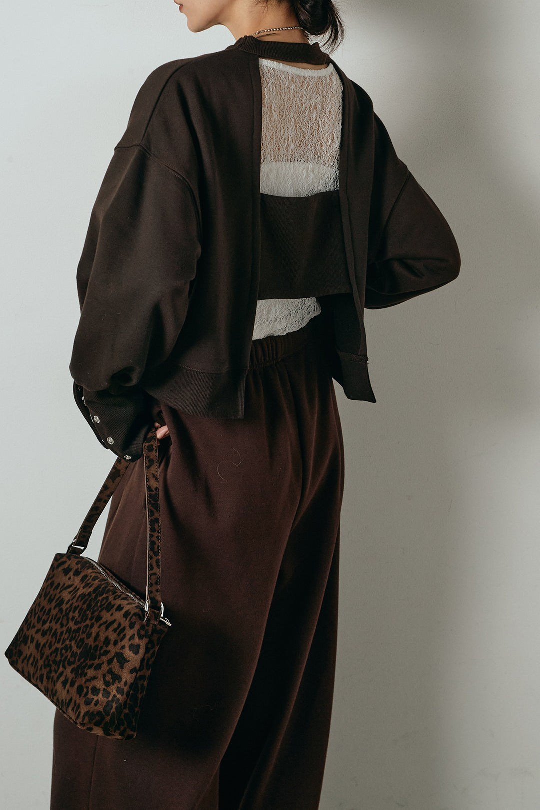 [SET]裏毛バックオープンプルオーバー+裏起毛スウェットワイドパンツ(2set)