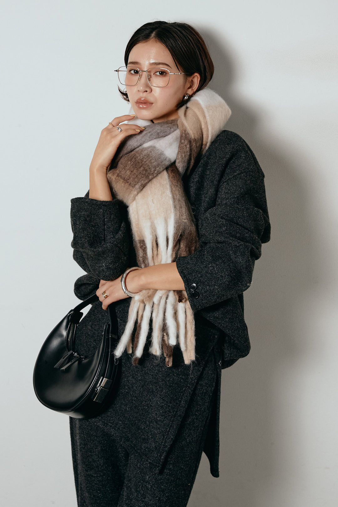 [SET]チェックマフラー付きニットSETUP