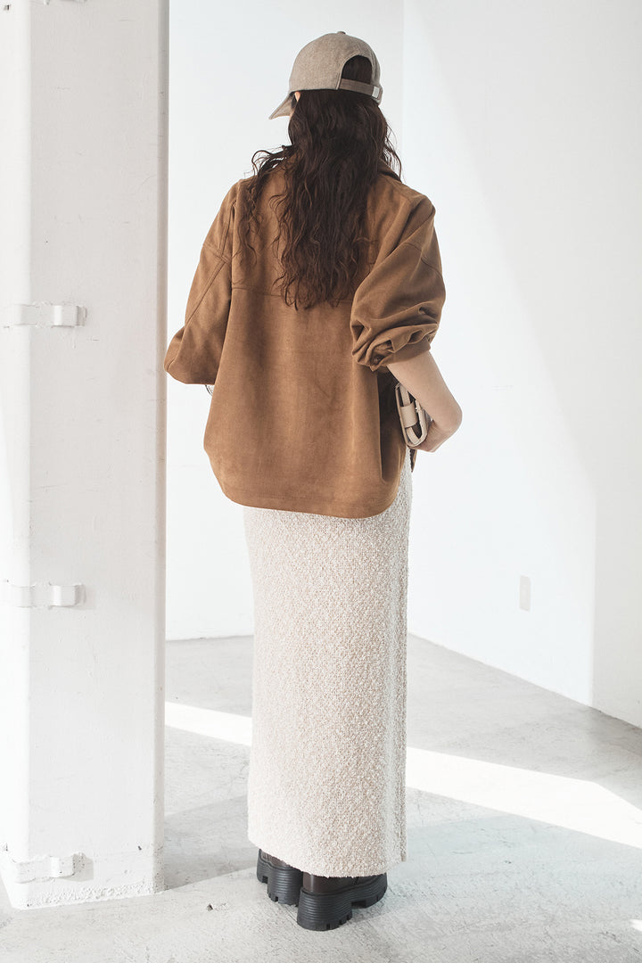 [SET]デカポケスエポンジャケット+ツイード風MIXスラブスカート(2set)