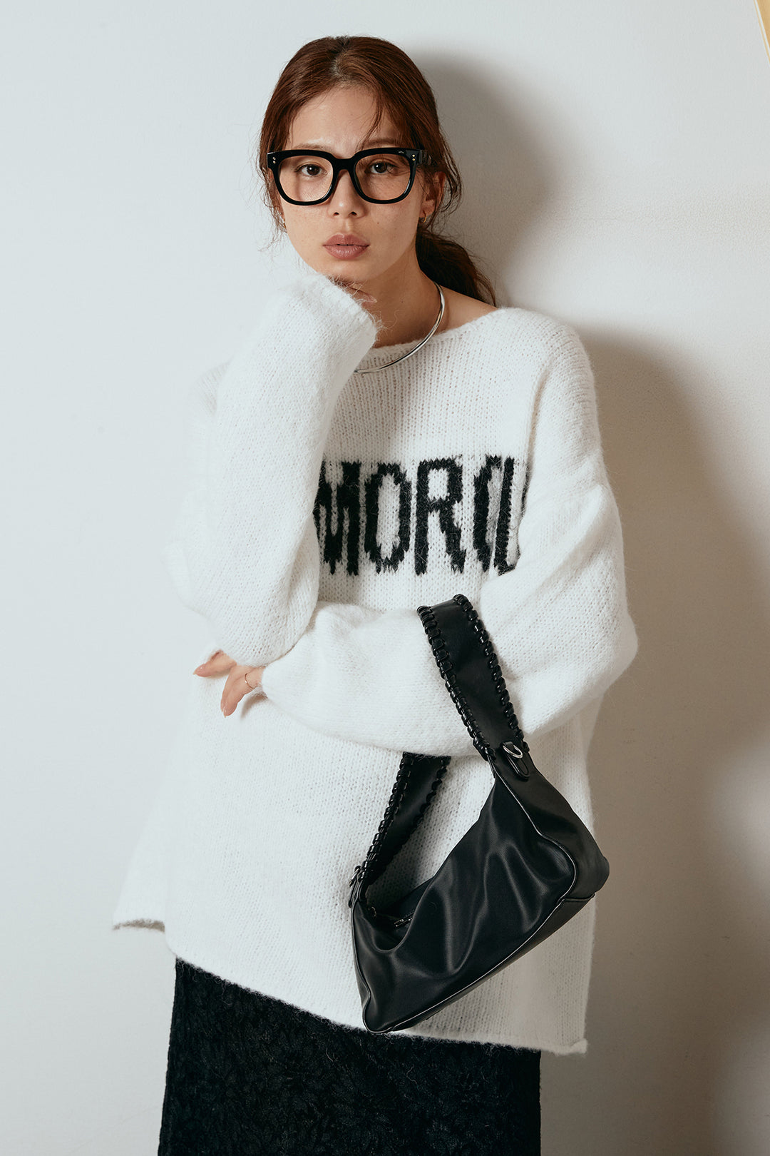 [SET]フロントロゴデザインニットトップス+花柄刺繍ベロアフレアスカート(2set)