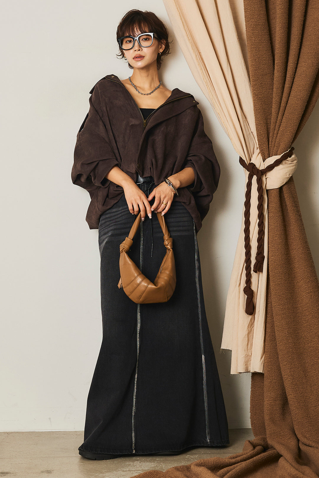 【即納】バルーンシルエットフェイクスエードブルゾン