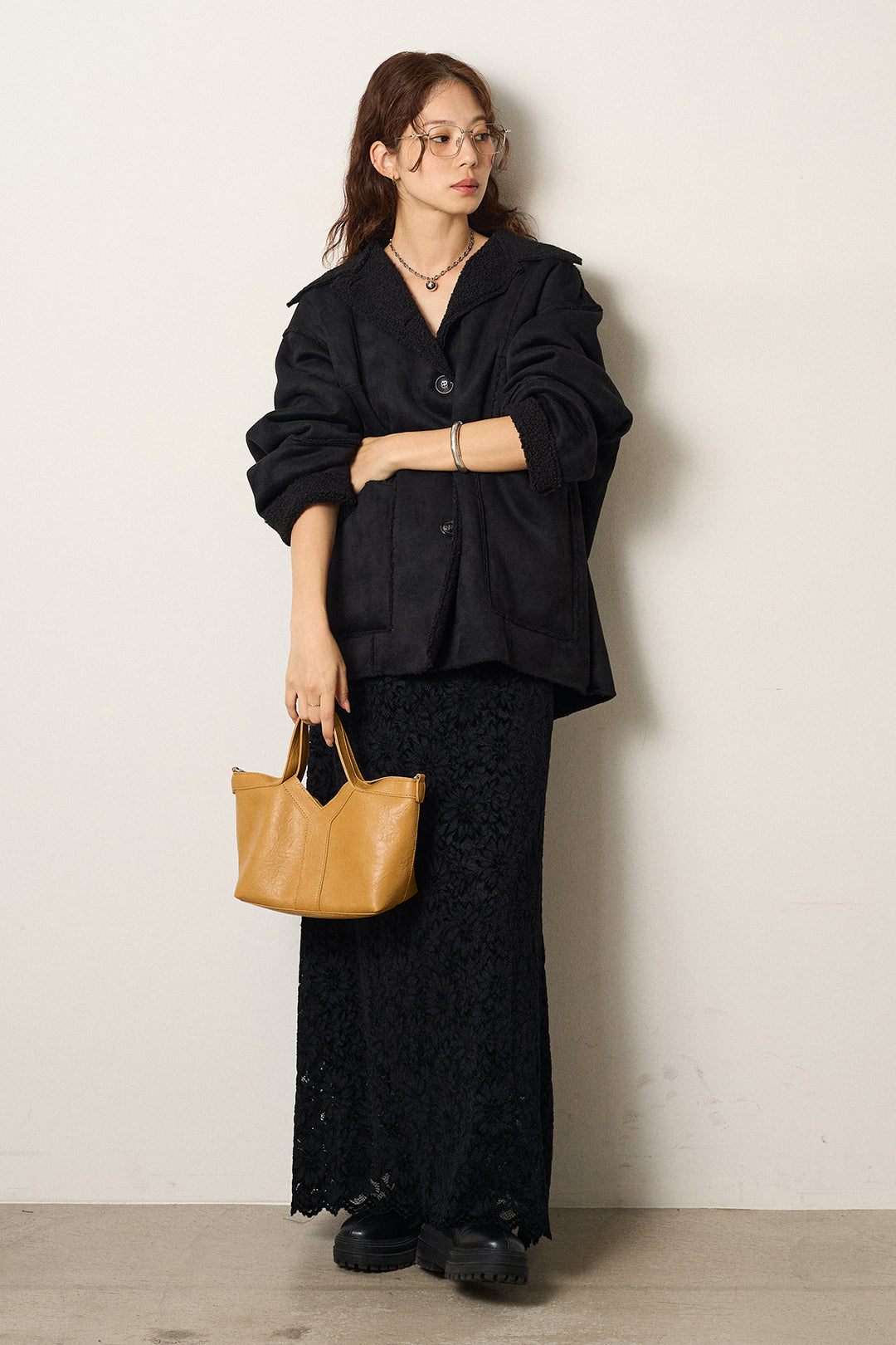 [SET]エコムートンカバーオール+花柄刺繍ベロアフレアスカート(2set)