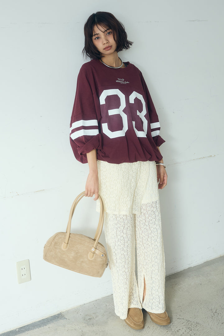 [SET]裾ドロストナンバービッグTシャツ+ストレッチレースパンツ＆ラップスカートセット(2set)