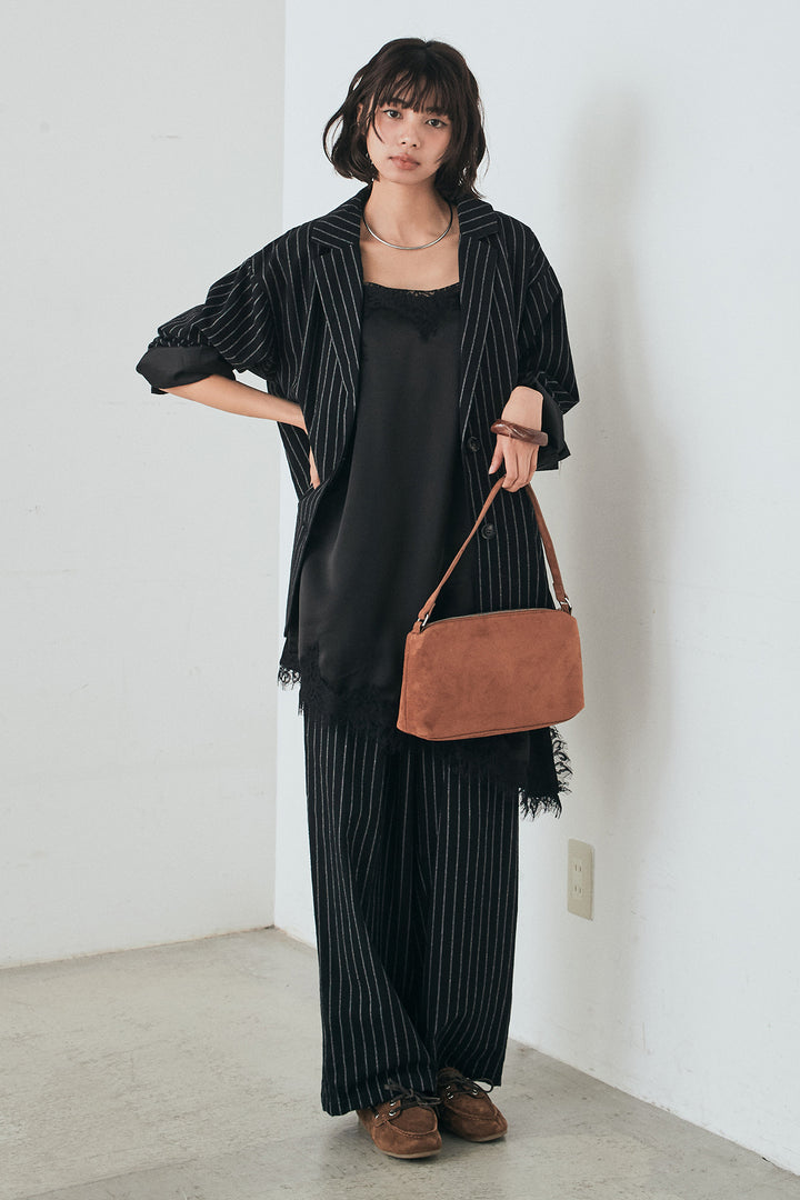 [SET]リネンライクストライプテーラードジャケット+リネンライクストライプタックイージーパンツ(2set)