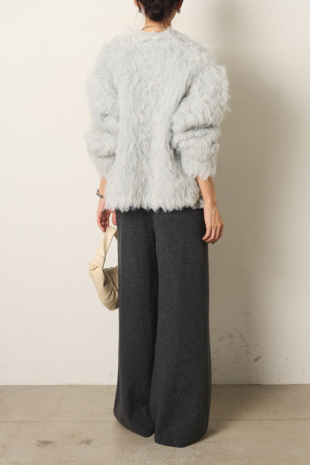 [SET]起毛シャギーニットカーディガン+センターラインニットパンツ(2set)