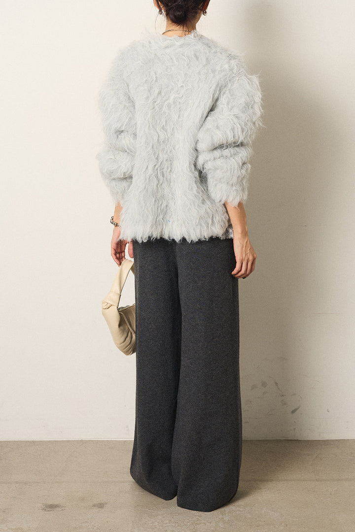 [SET]起毛シャギーニットカーディガン+センターラインニットパンツ(2set)