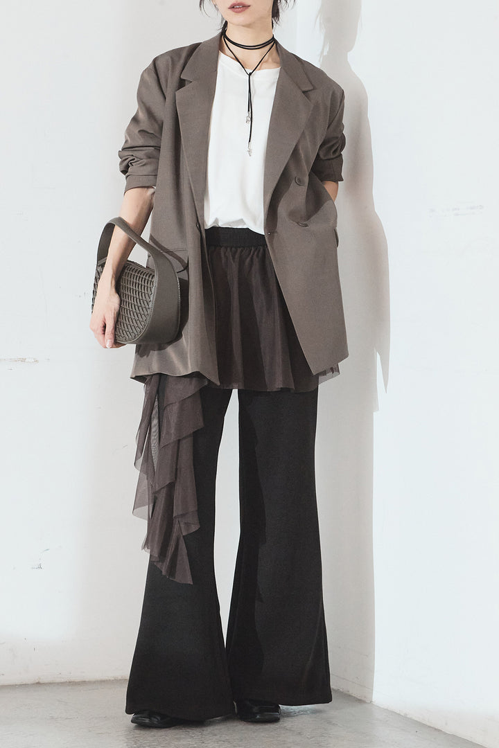 [SET]ルーズシルエットダブルテーラードジャケット+ストレッチロングTシャツ(2set)