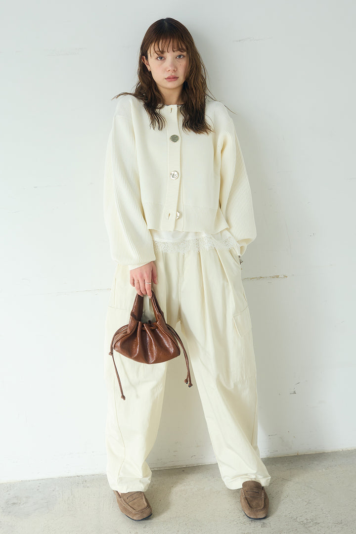 [SET]スポンディッシュBIGボタンクルーネックカーディガン+撥水ジョガーパンツ(2set)