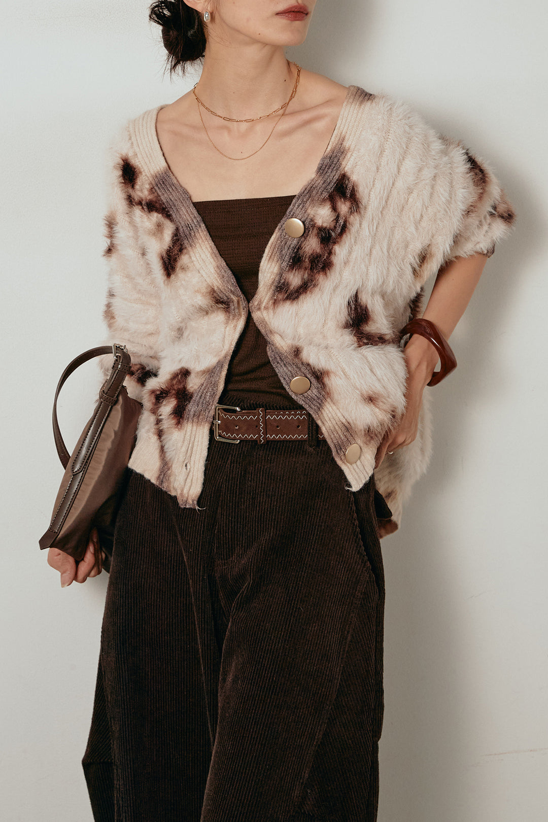 【即納】タイダイ柄シャギーニットカーディガン