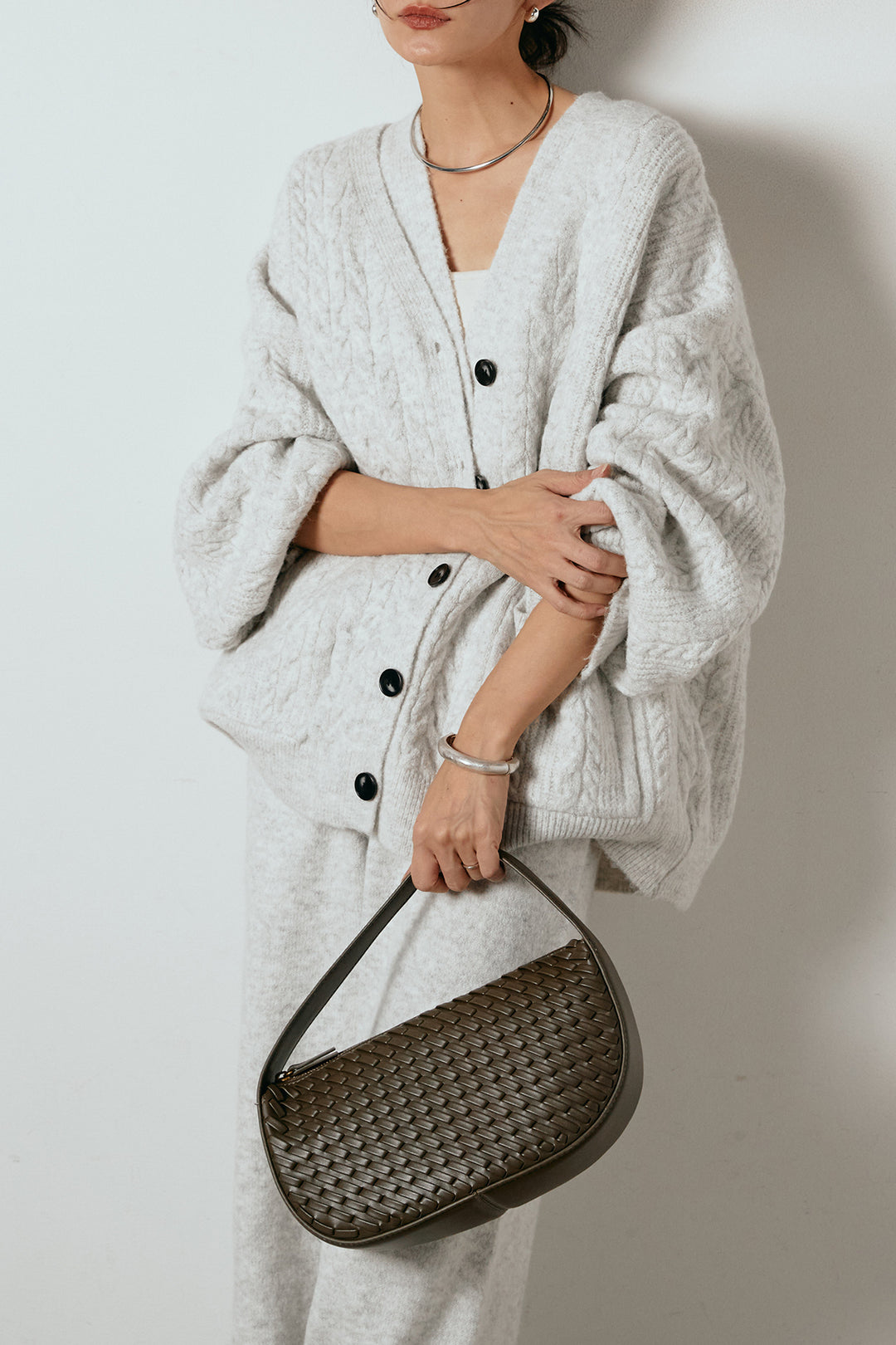 [SET]3ピースフロントボタンニットSETUP