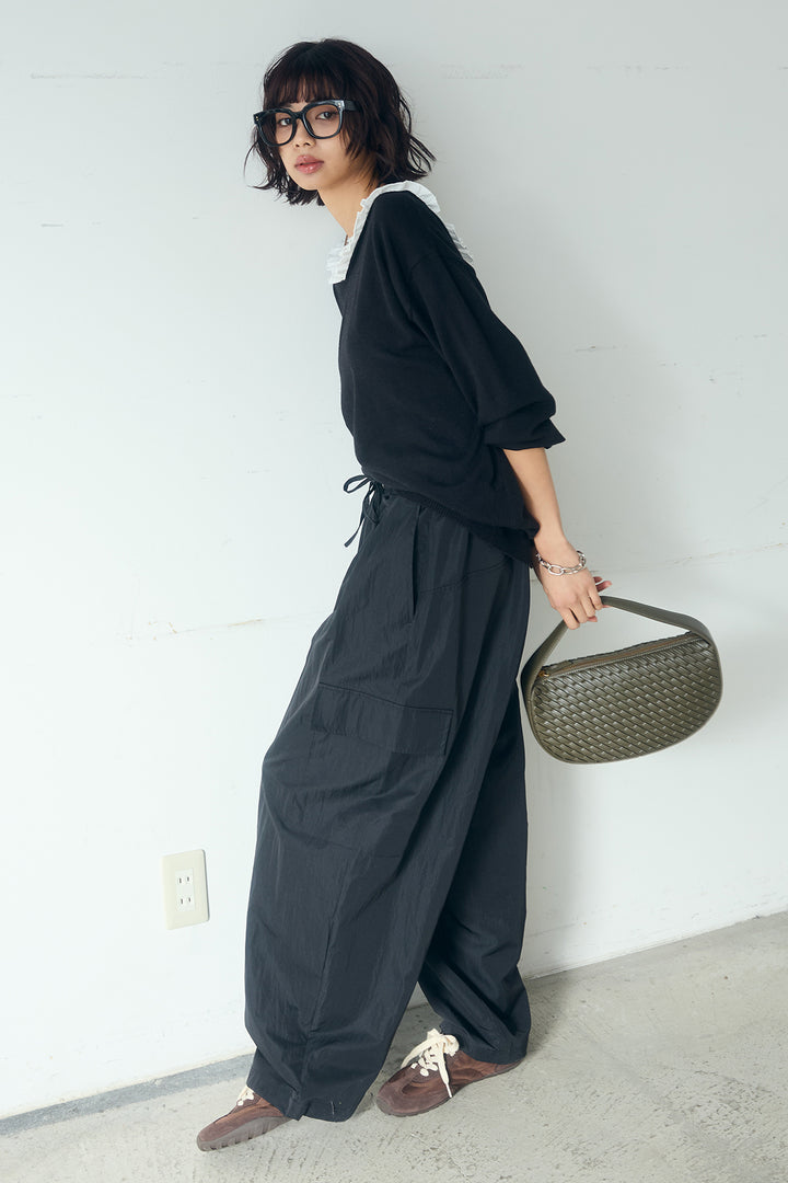 [SET]クールクール異素材コンビオフショルプルオーバー+撥水ジョガーパンツ(2set)