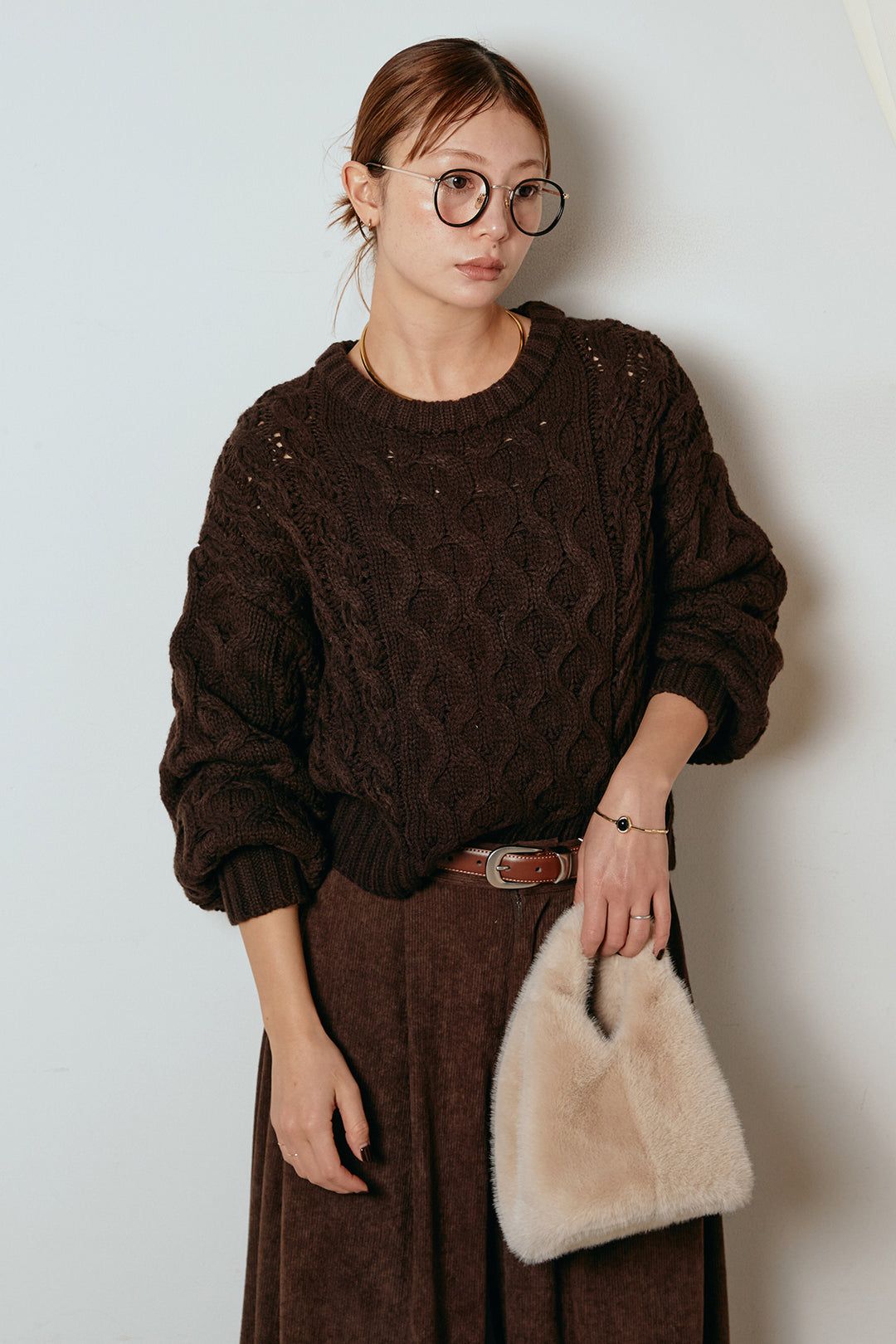 [SET]バルキーケーブルプルオーバー+コーデュロイサイドタックコクーンパンツ(2set)