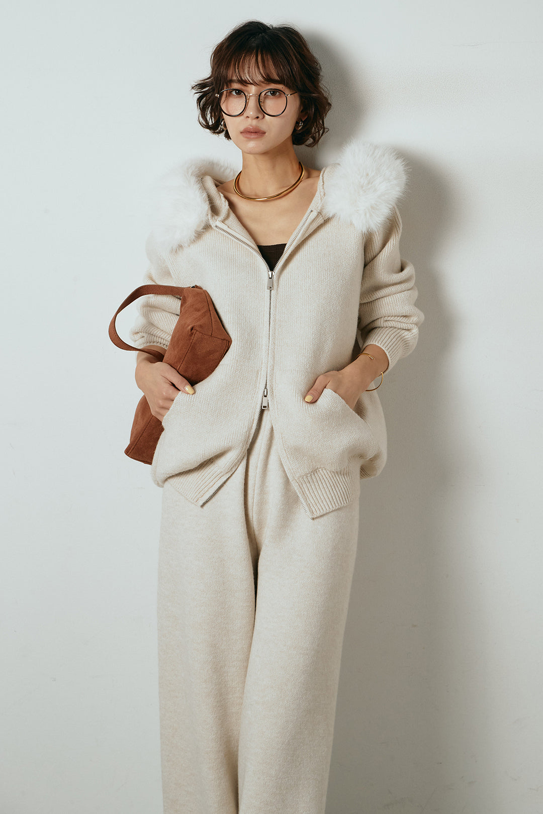 [SET]ファー付きフーディーニットSETUP